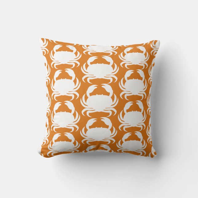 Coussin Bassin nautique Motif de crabe blanc orange (Recto)