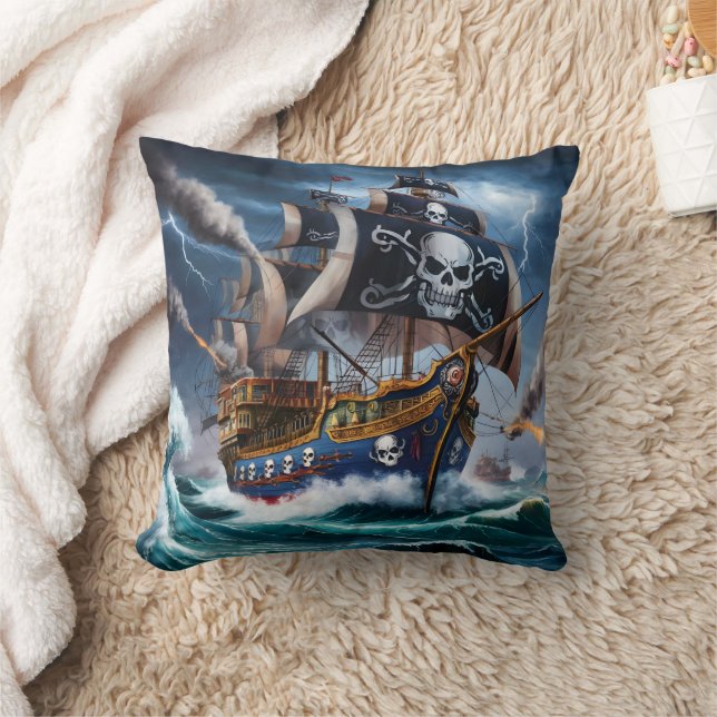 Coussin Bataille de pirates assaut des mers tempétueuses à (Couverture)