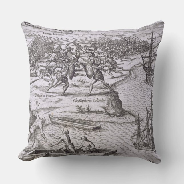 Coussin Bataille Jamaïque entre Christophe Colomb (14 (Recto)