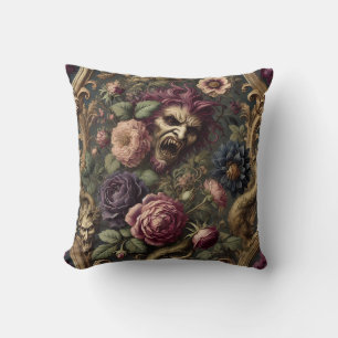 Coussin Batailles et fleurs baroques - Design floral gothi