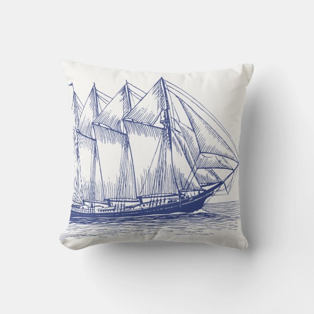 Coussin Bateau bleu marine (Recto)
