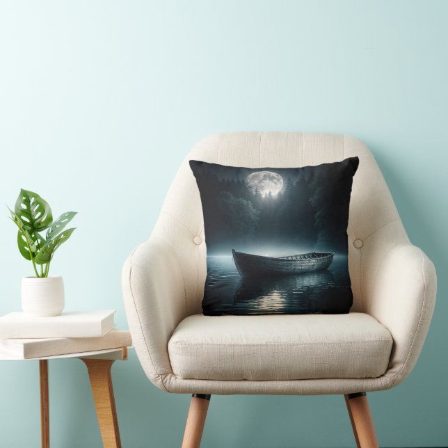 Coussin Bateau En Bois Sur Le Lac Lune (Chaise)