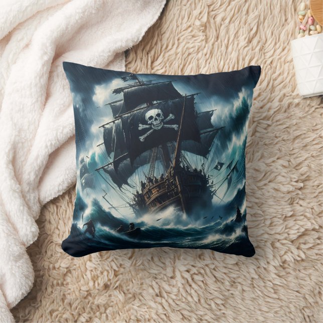 Coussin Bateau Majestic Pirate Battant Mer Stormy (Couverture)