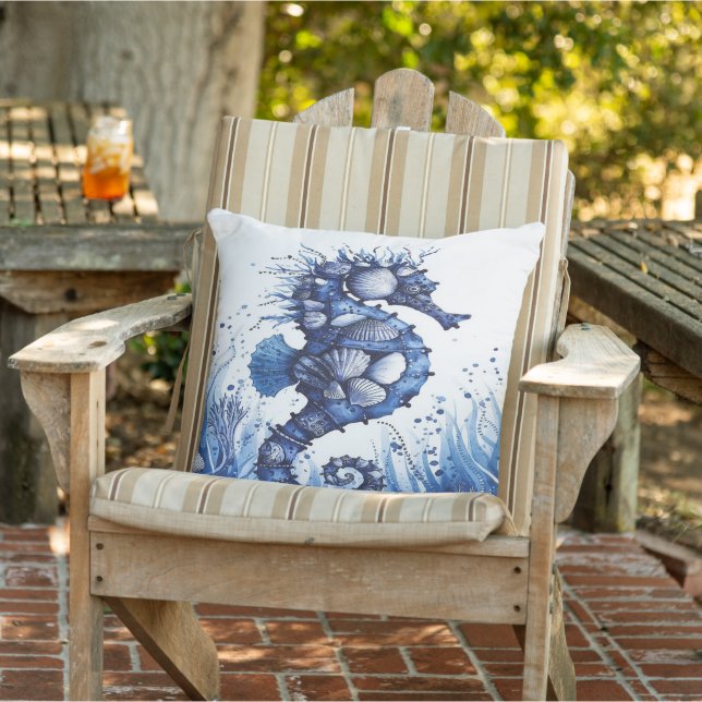 Coussin Bateau Sea Horse Blue Modern (Chaise)