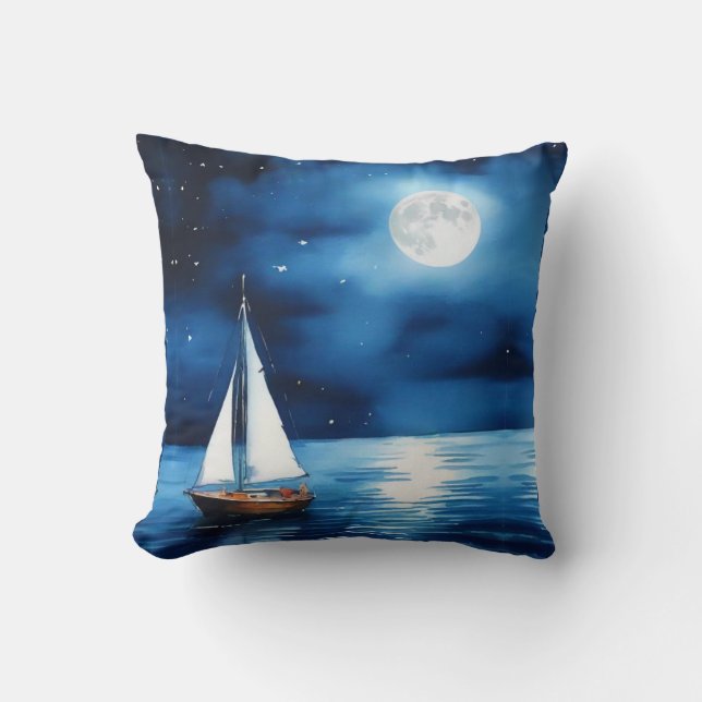 Coussin Bateau sous Pleine lune (Recto)