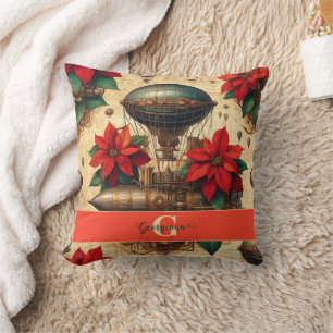 Coussin Bateau Steampunk personnalisé avec Poinsettia