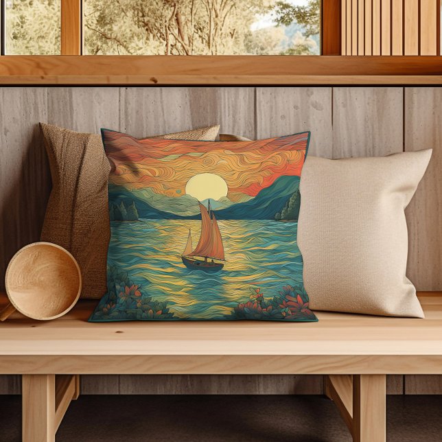 Coussin Bateau Sur Le Lac (Créateur téléchargé)
