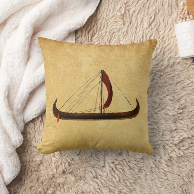 Coussin Bateau viking à voile rouge (Couverture)