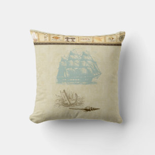 Coussin Bateau vintage de rosette de carte nautique de