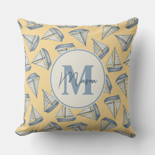 Coussin Bateaux de voile nautiques Nom personnalisé et m