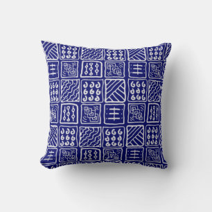 Coussin Batik Bleu Abstrait