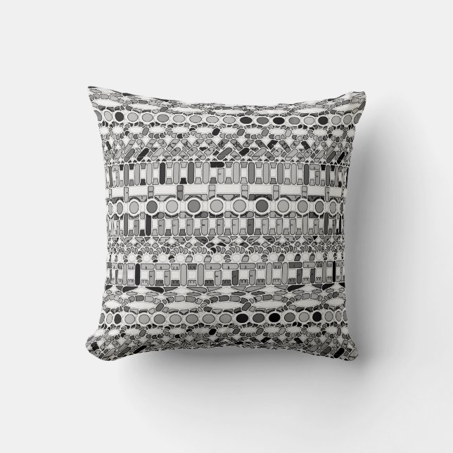 Coussin Batik tribal - nuances de gris (Recto)
