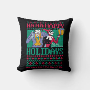 Coussin Batman Joyeuses fêtes Joker & Harley Quinn