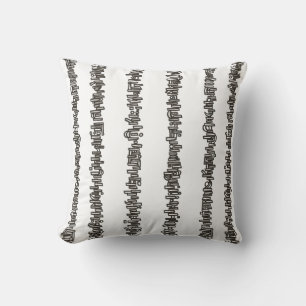 Coussin Bâtons Et Pierres-Noir Et Blanc Moderne 