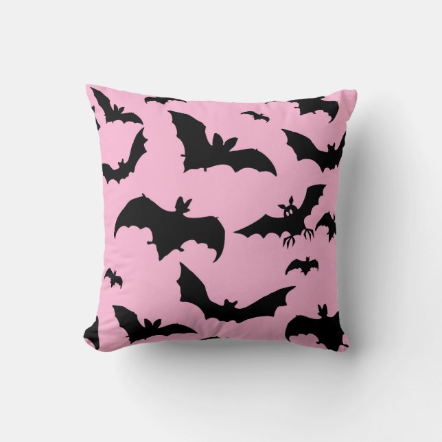 Coussin Bats roses et noirs (Recto)