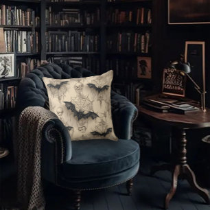 Coussin Bats & Toiles d'araignées Gothique