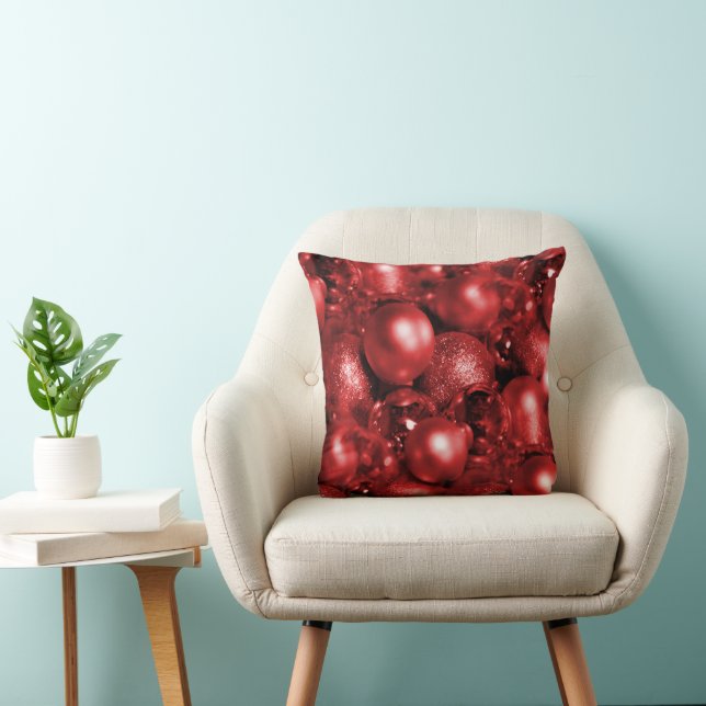 Coussin Baubles de Noël rouges (Chaise)