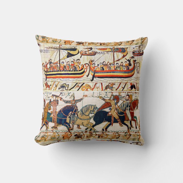 COUSSIN BAYEUX, TAPISSERIE NORMAN KNIGHTS, NAVIRES VIKING, (Recto)