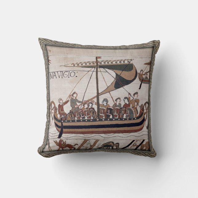 Coussin Bayeux Tapisserie Norman Warship Jeter l'oreiller (Recto)