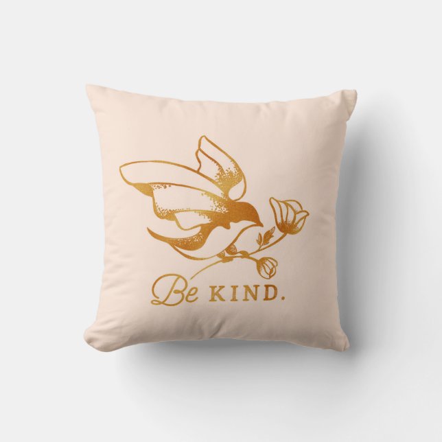 Coussin "Be Kind" Cute Sparrow & Typographie Art (Recto)
