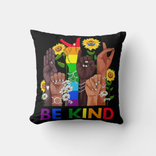 Coussin Be Kind Sign Language Hand Talking LGBTQ Gay Les P