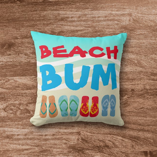 Coussin Beach Bum Beach Sand Bright Aqua Waves (Créateur téléchargé)