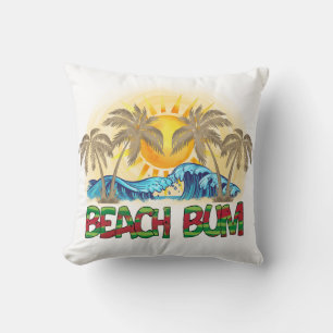 Coussin Beach Bum   Watermelon, Ocean Waves et soleil trop