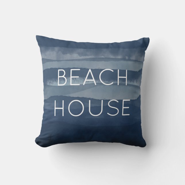 Coussin Beach House Watercolor Marine Océan bleu (Recto)