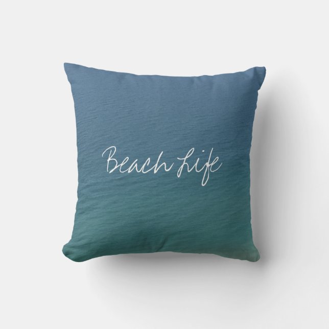 Coussin Beach Life Citations Ocean Water Blue Abstrait Cut (Recto)