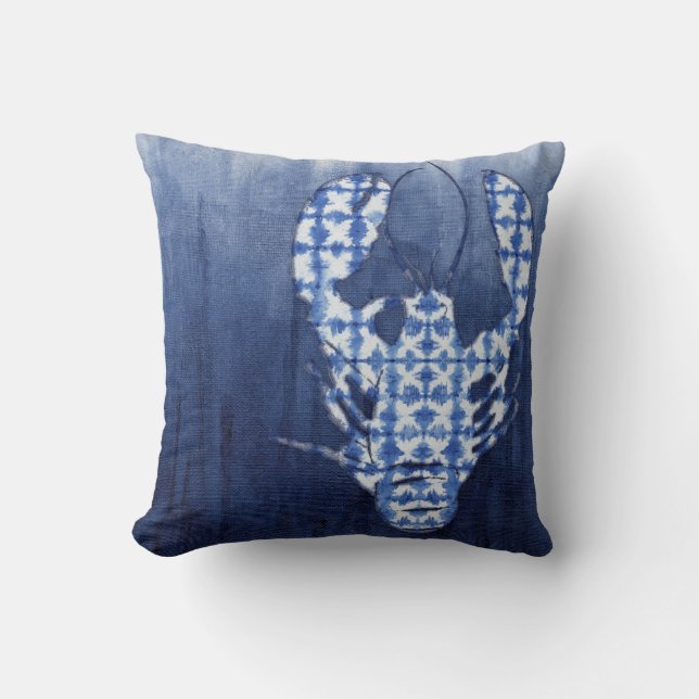 Coussin Beach Ombre Aquarelle Shibori Navy Blue Lobster (Recto)