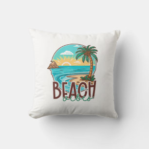 Coussin Beach Vibes Sunset - Palm Tree Tropical & Ocean
