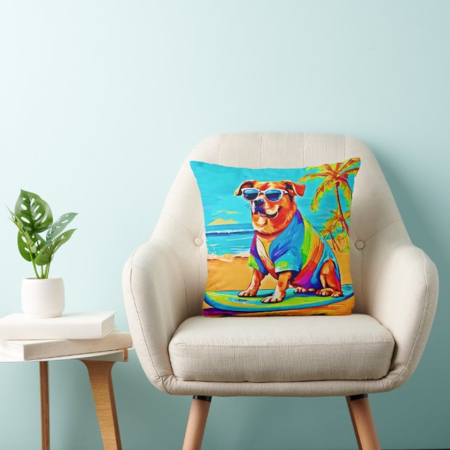 Coussin Beachside Pup : Charme de surf (Chaise)