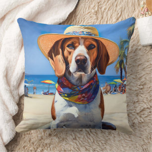 Coussin Beagle sur la plage, cadeau d'été pour les amoureu