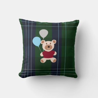 Coussin Bear & Balloons Plaid