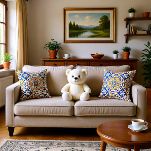 Coussin 💙 Beau bleu Azulejos IV carreau moyen