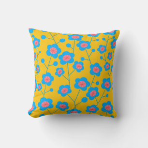 Coussin Beau bleu fleuri