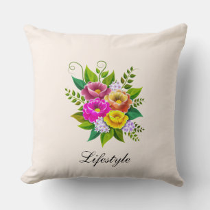 Coussin Beau Bouquet de fleurs colorées