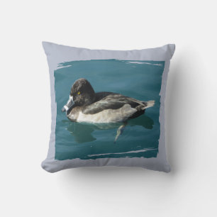 Coussin Beau Canard À Cou Ring Reposé Sur L'Eau Photo