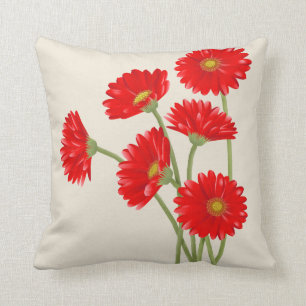 Coussin Beau carreau rouge de marguerites de Gerbera