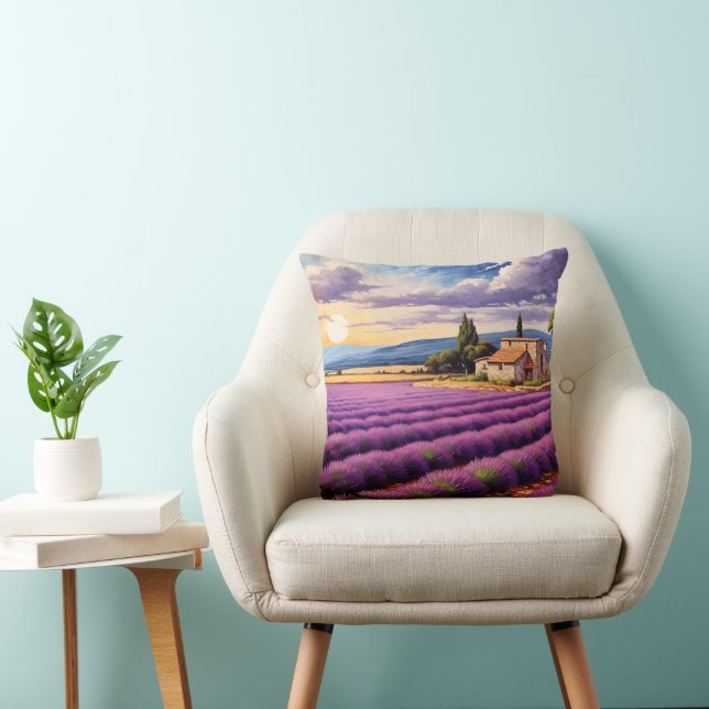 Coussin Beau champ de lavande en Provence (Chaise)