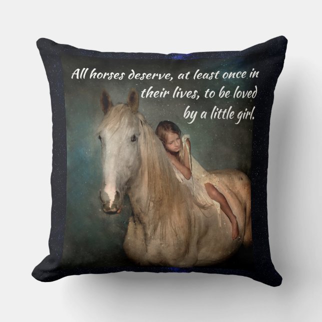Coussin Beau cheval blanc et petite fille (Recto)