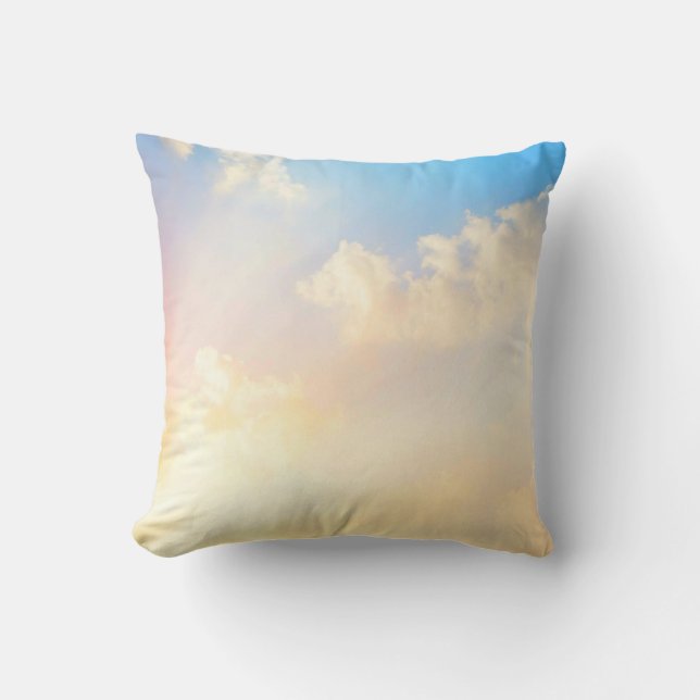 Coussin Beau Ciel Bleu avec Nuages, (Recto)
