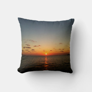 Coussin beau coucher de soleil océan jaune orange rouge