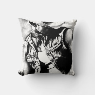 Coussin Beau dessin d'art d'un cowboy dans le vent