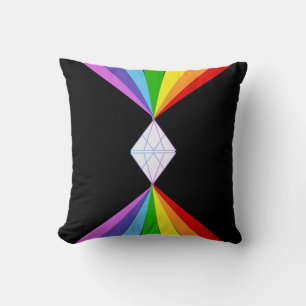 Coussin Beau diamant et arcs-en-ciel colorés sur fond noir