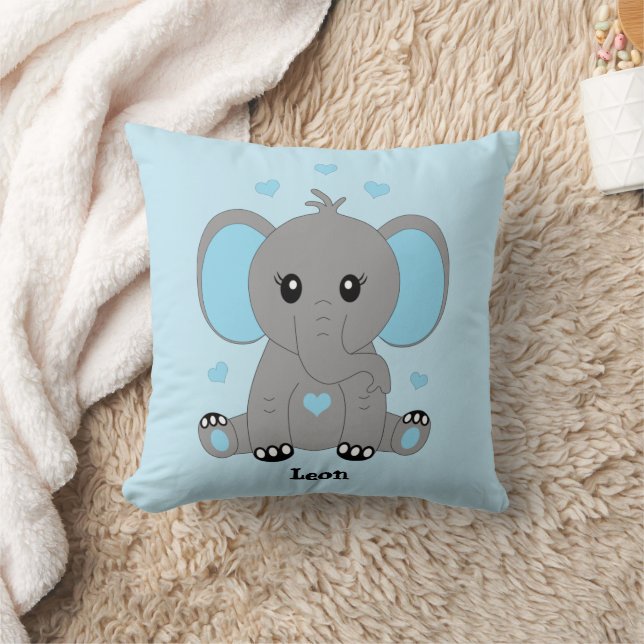 Coussin Beau éléphant en bleu pour les garçons (Couverture)