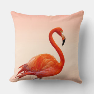 Coussin Beau Flamant rose rose sur corail clair