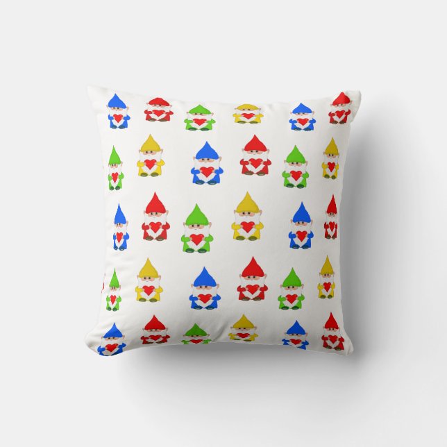 Coussin Beau gnomes multicolores sur blanc (Recto)