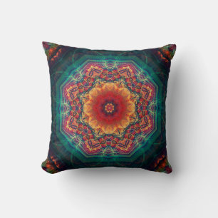 Coussin Beau kaléidoscope à fleurs multicolores motif