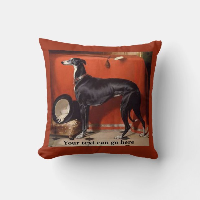 Coussin Beau lévrier noir et blanc (Recto)